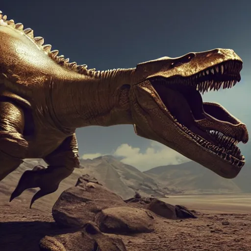 Image similar to real vintage photo, an astronaut riding on a dinosaur, detailed, hyper realistic, 4 k octan render, unreal 5