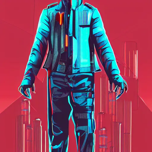 Image similar to cyberpunk daniel radcliffe as the leader of a futuristic communist nation, cybernetics, sharp lines, digital, artstation, colored in