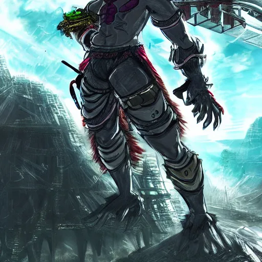 Image similar to ganondorf in biopunk setting