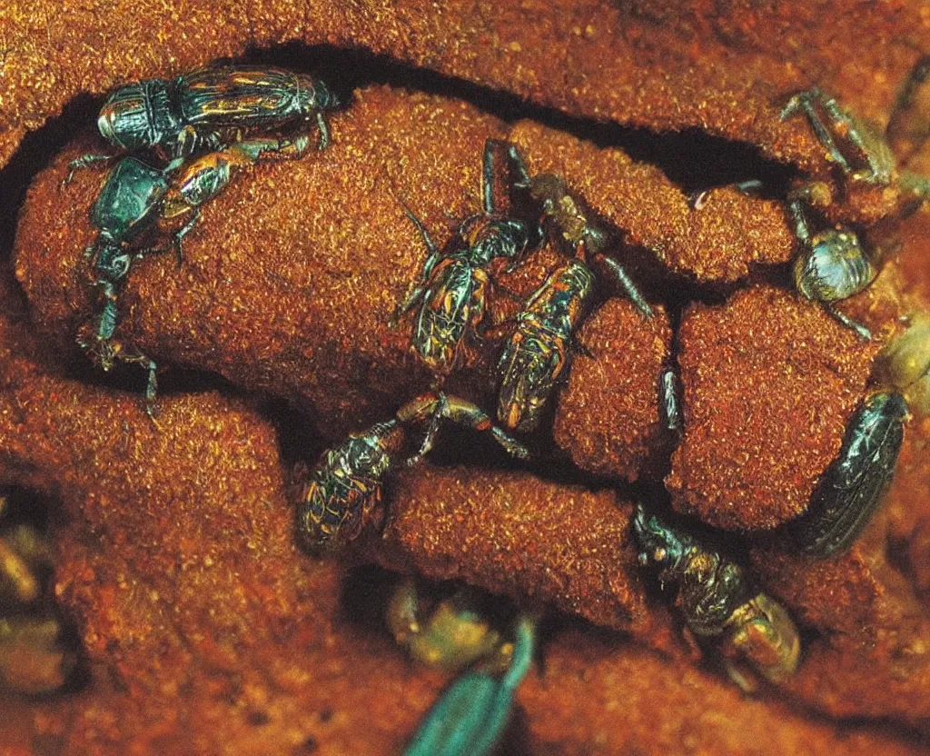 Prompt: a closeup of a beautiful colorful beetle coleoptera. high quality national geographic by gustave boulanger, clemens ascher, joaquin sorolla