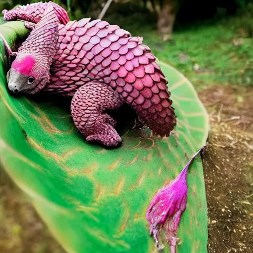 Image similar to photo of a pangolin that looks like a dragonfruit