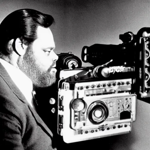 Image similar to orson welles directing a new movie with a red camera