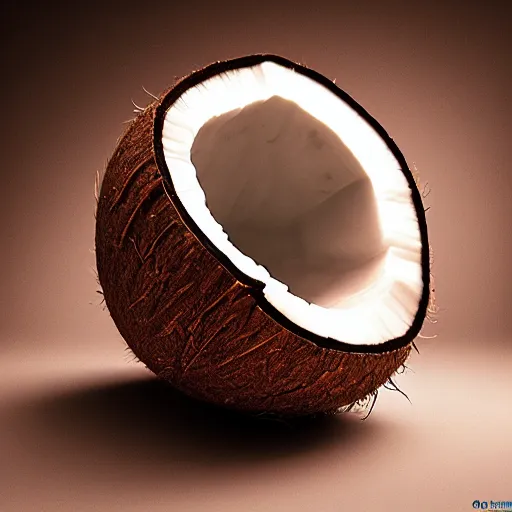 Image similar to beautiful fine art of coconut , studio lighting, Photorealistic, highly detailed and intricate, HDR 8k