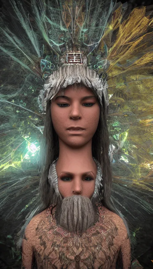 Image similar to portrait of a digital shaman, with unreal engine