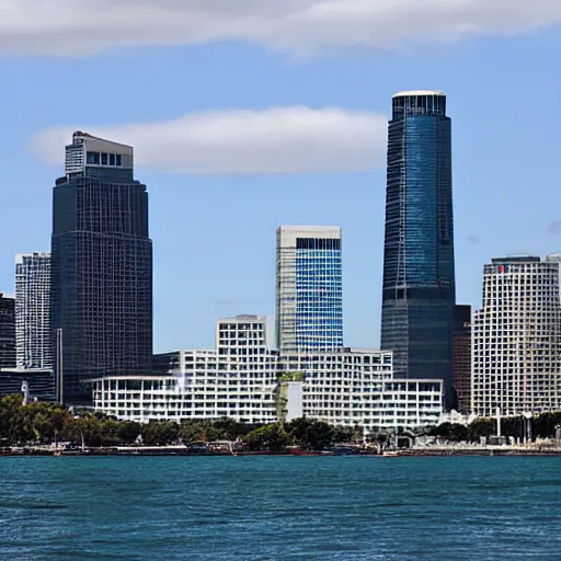 Image similar to Los Angeles bank tower, viewed from Sydney harbour