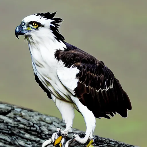 Image similar to extremely detailed cartoon osprey looking directly into camera