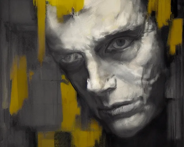 Image similar to portrait of beavis in shades of grey but with yellow by jeremy mann