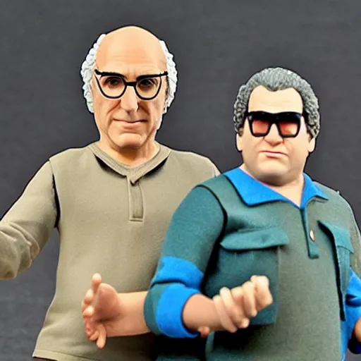 Prompt: Larry David and Jeff Garlin action figure playset