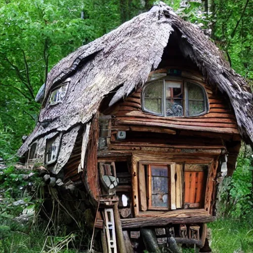 Image similar to Baba yaga houses walking around