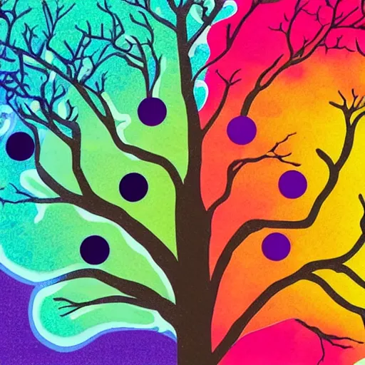 Prompt: brain, neuroscience, tree, colourful