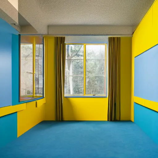 Image similar to empty 9 0 s birthday party room with no windows and yellow walls