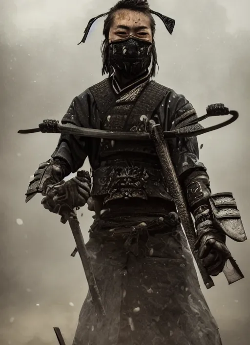 samurai portrait photo, badass wearing all black mempo | Stable ...