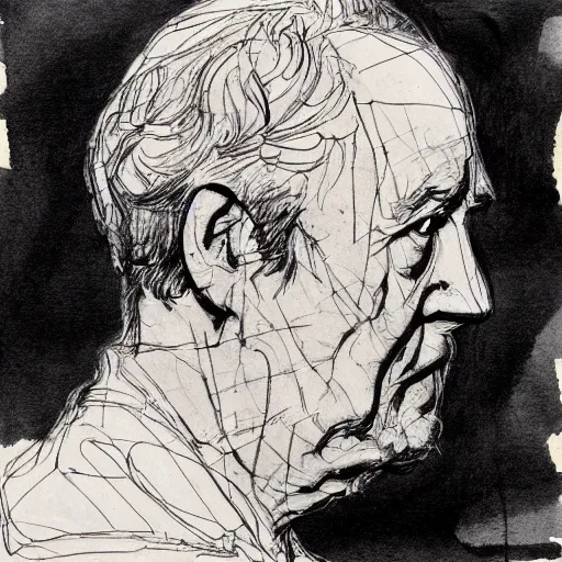 Image similar to a realistic yet scraggly portrait sketch of the side profile of a stern and sophisticated james lee, trending on artstation, intricate details, in the style of frank auerbach, in the style of sergio aragones, in the style of martin ansin, in the style of david aja, in the style of mattias adolfsson