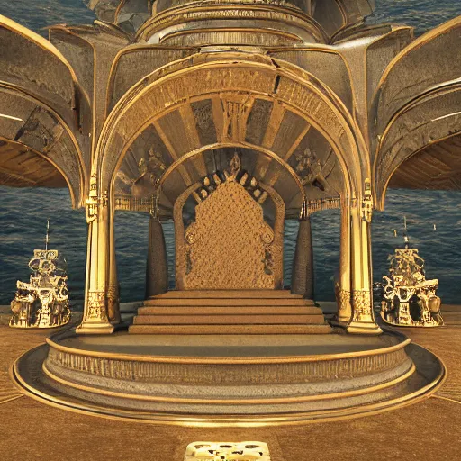 Prompt: In front of the throne there was also something that was transparent like glass, and that looked like a sea. In the center of the circle, around the throne, were four living beings who had eyes all over their bodies, in front and behind, hiperrealista, unreal engine 5, cinema4D, octane render Detailed, cinematographic, artstation Greg rutkowski