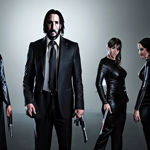 Prompt: Nicolas Cage as John Wick, promo shoot, studio lighting