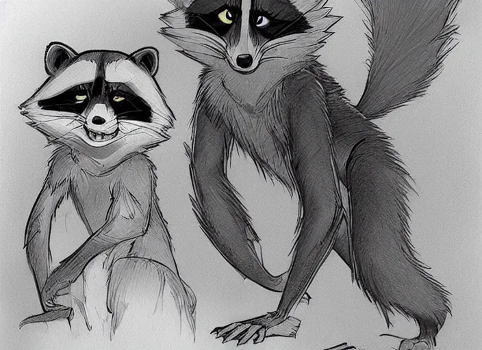 Prompt: lovely raccoon in the style of don bluth, beautiful artwork, shading, high quality disney model sheet detailed