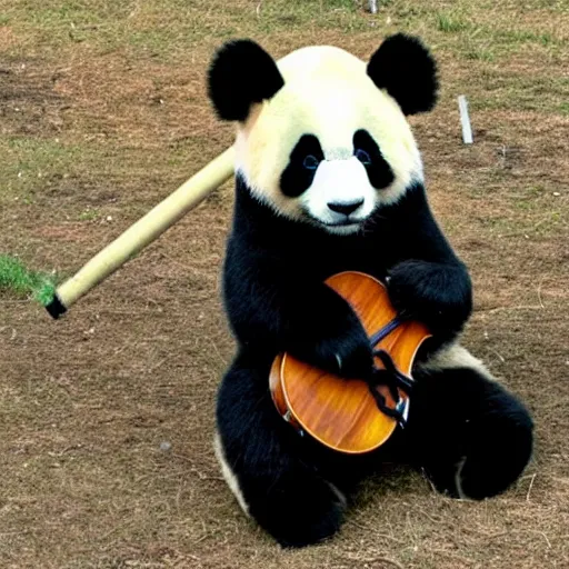 Prompt: a giant panda playing cello