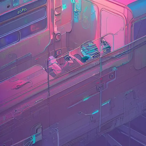 Prompt: A beautiful ultradetailed illustration by beeple and james jean trending on artstation hd of a train