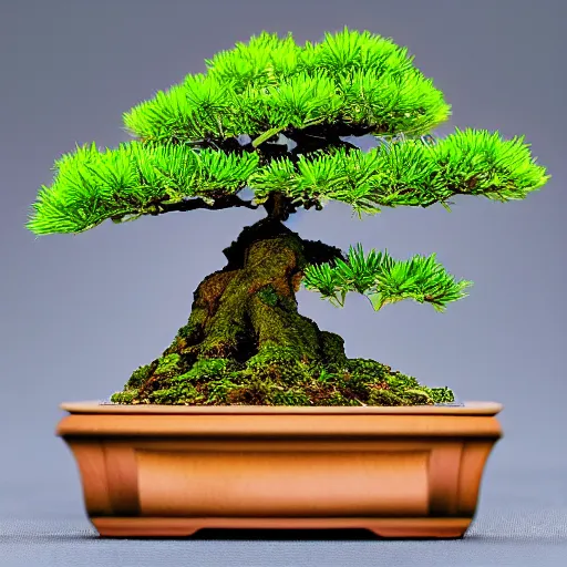 Prompt: a miniature wooden bonsai, photo studio, professional photo, trending on artstation, hdr