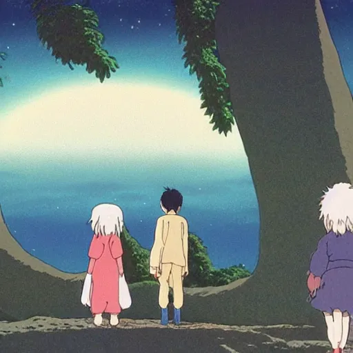 Image similar to looking at the moon, Studio Ghibli