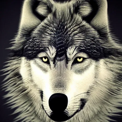 Image similar to wolf made out of white feathers, realistic, hd,