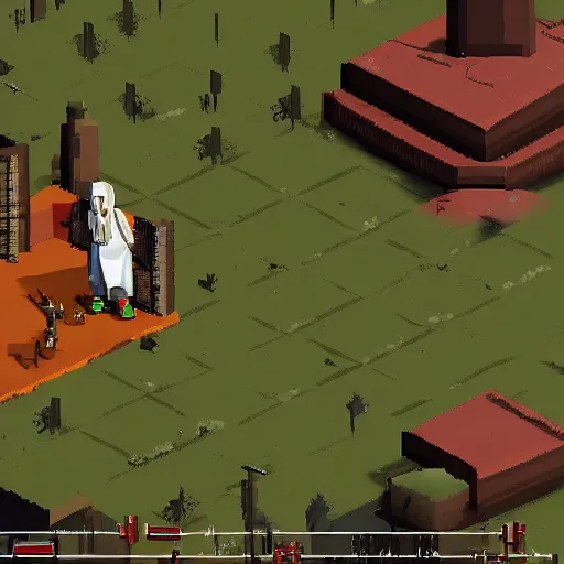 Image similar to jesus as a character in project zomboid, in - game screenshot, isometric, video game