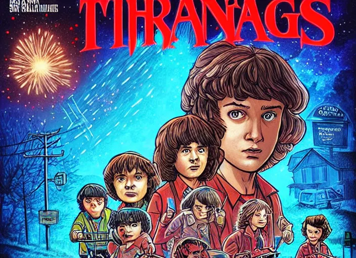 Image similar to stranger things 4, netflix, artwork by skottie young