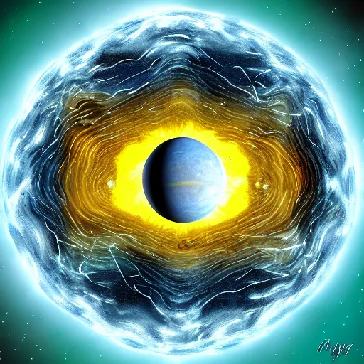 Image similar to colliding neutron stars, sci - fi art