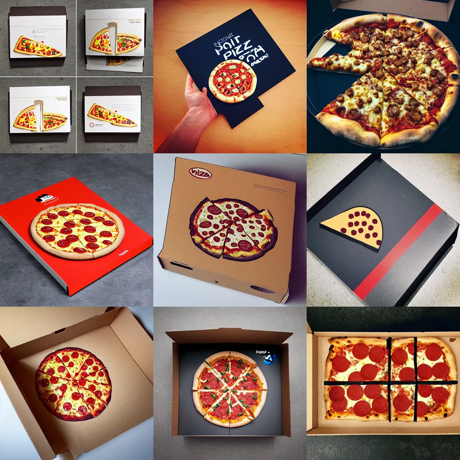 Prompt: “pizza box designed by Apple Inc”