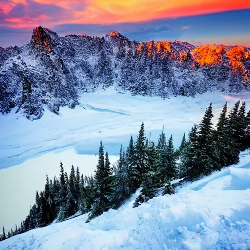 Image similar to beautiful mountains, sunset, snowy