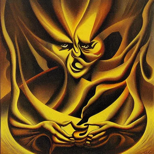 Image similar to hell fire oil painting by Szukalski