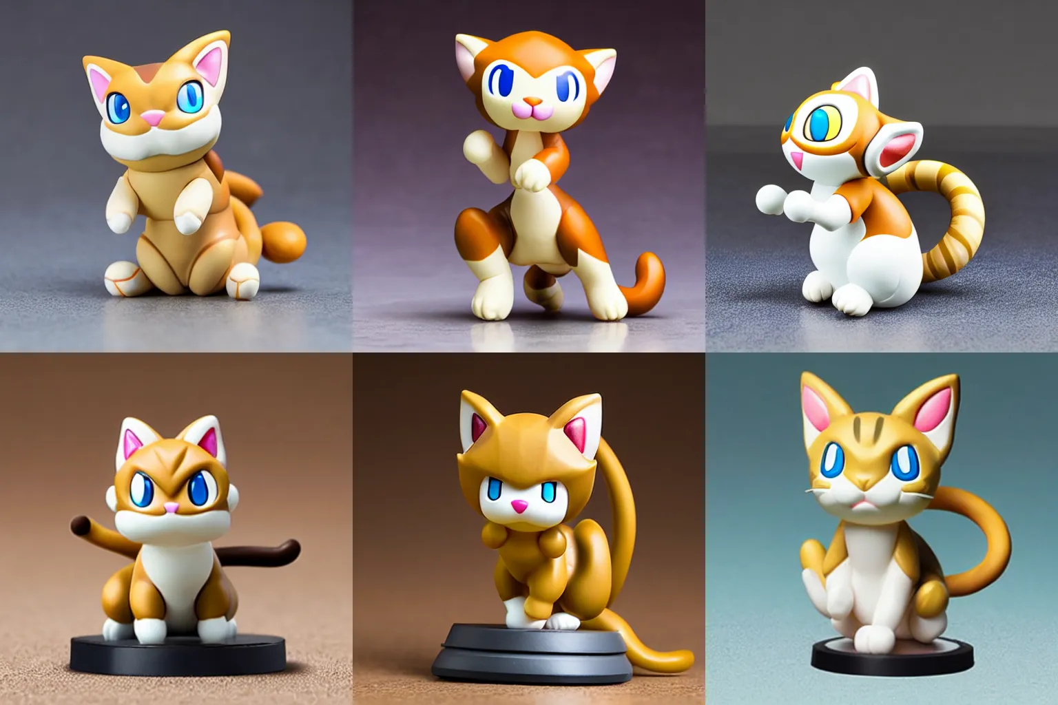 Prompt: incredibly detailed macro, accurate amiibo meowth, official product photo
