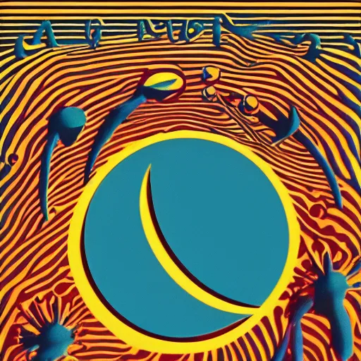 Prompt: 1970s, psychedelic, textured, minimal, poster art , for a band named “moon zero”,