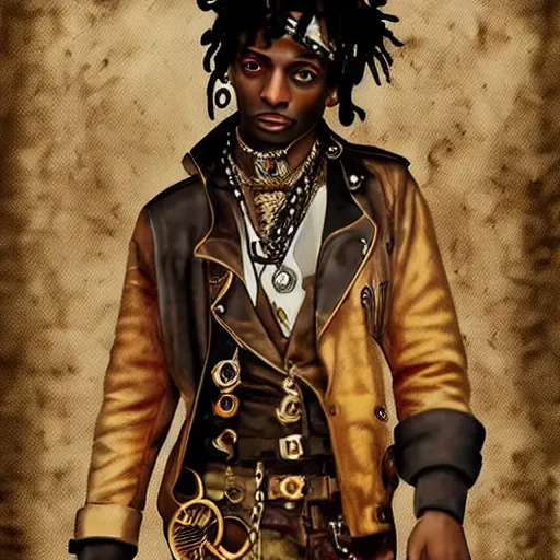 Image similar to playboi carti in steampunk style digital art 4 k the detailed super realistic