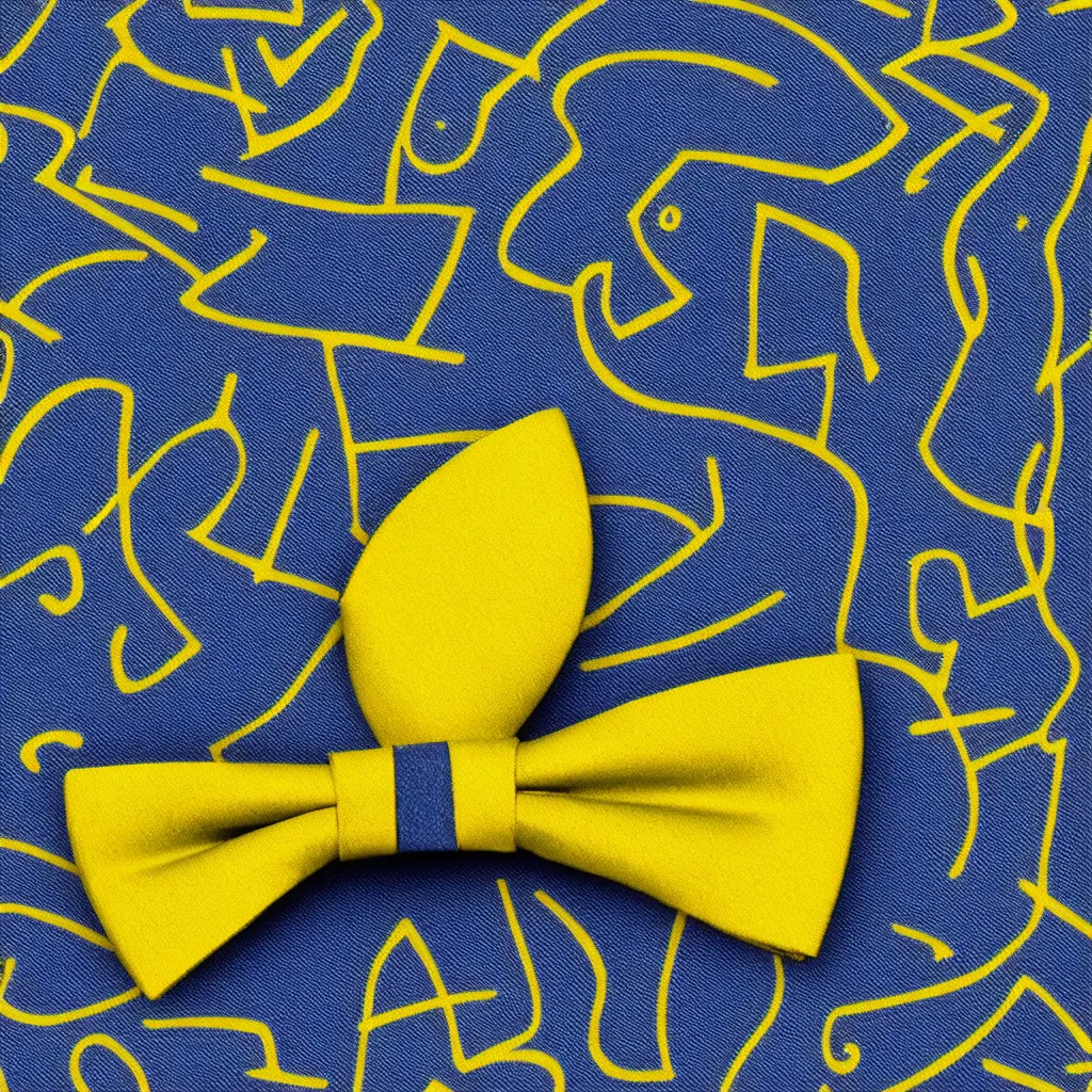 Image similar to close - up view of a bowtie on yellow background, 8 k, high detail, photorealistic, proper shading