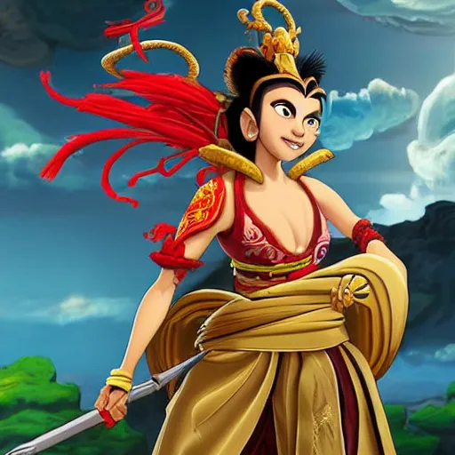 Prompt: the monkey king from the journey to the west as a highly attractive female