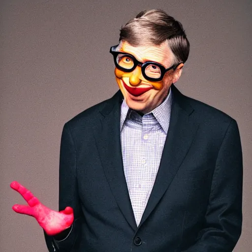 Image similar to UHD candid photo of Bill Gates dressed as Renfield, wearing extremely accurate clown makeup, accurate face, UHD, photorealistic, correct face, photo by Annie Leibowitz