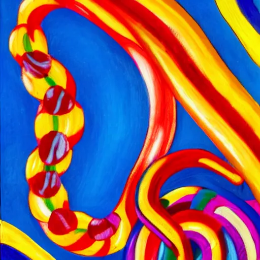 Image similar to candy land, expressionist