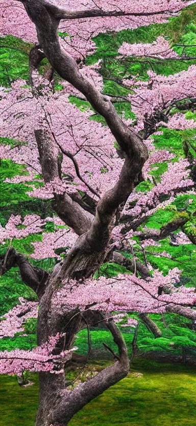 Image similar to “ a portrait photo of tyrannosaurus at a sakura tree, side shot, by shunji dodo, 8 k resolution, high quality ”