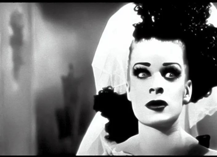 Image similar to bride of frankenstein ( 1 9 3 5 ) as a teen, still from john hughes movie sixteen candles