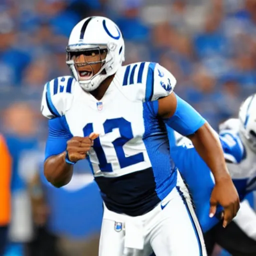 Prompt: Cam newton in a Indianapolis colts uniform