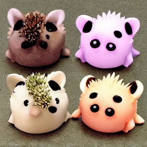 Image similar to baby hedgehogs in the style of cute anime