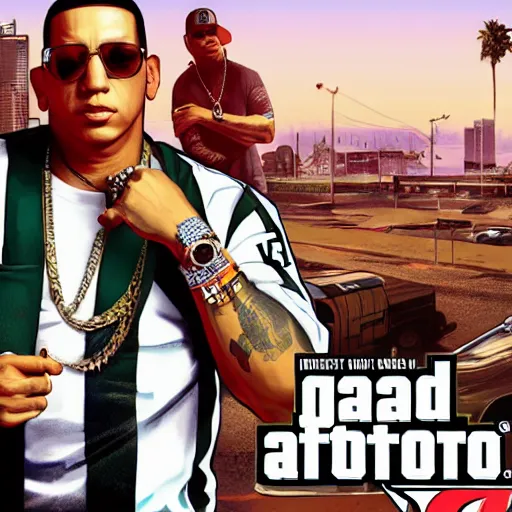 Image similar to daddy yankee in gta v cover art by steven bliss, cover art, box art, loading screen