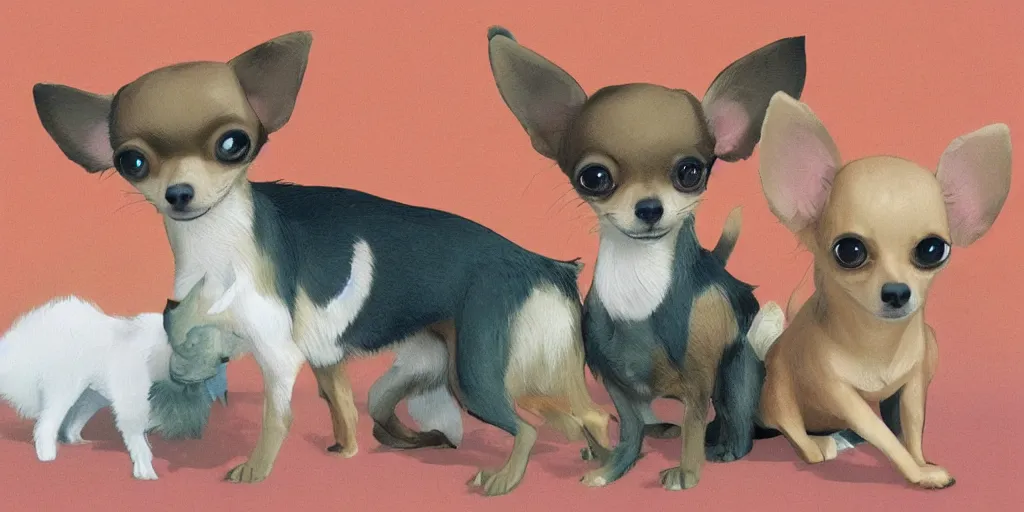 Image similar to Chihuahua + pinscher, ghibli style