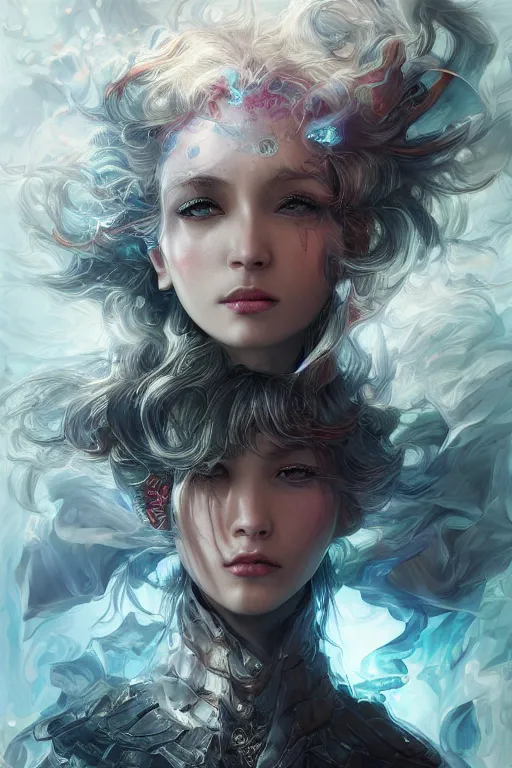 Image similar to quantum metamorphosis, d & d, fantasy, portrait, realistic textures from photos, chromatic aberration, hyper realistic, highly detailed, headshot, digital painting, trending on artstation, concept art, sharp focus, illustration, art by artgerm and ayami kojima