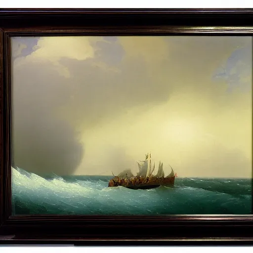 Image similar to an anatomy of oceans, in the style of ivan aivazovsky, oil on canvas, the louvre