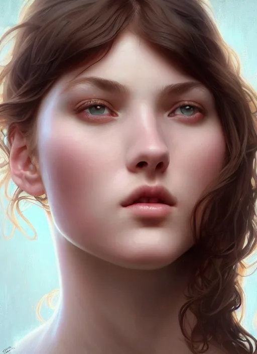 Image similar to symmetry!! portrait of young woman cursed with ever - increasing physical and mental perfection, slice - of - life, realism, perfect face!! intricate, elegant, highly detailed, digital painting, artstation, concept art, smooth, sharp focus, illustration, art by artgerm and greg rutkowski and alphonse mucha