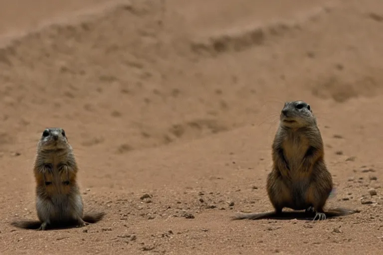 Image similar to footage of a prairie dog soldier fighting in world war