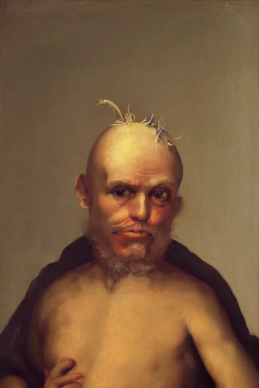 Image similar to onion man portrait, baroque painting