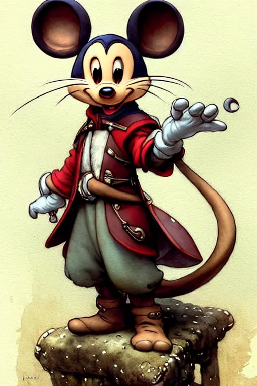 Image similar to adventurer ( ( ( ( ( anthropomorphic disney fantasy mouse king. muted colors. ) ) ) ) ) by jean baptiste monge!!!!!!!!!!!!!!!!!!!!!!!!! chrome red